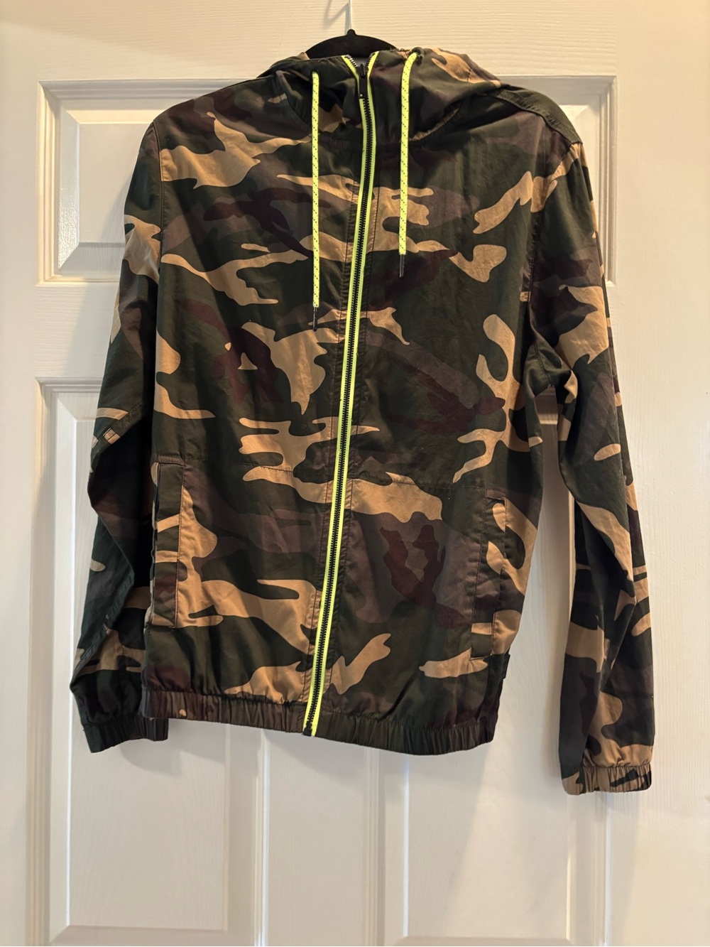 Denim & Flower Camouflage Jacket with Neon Lime Accents